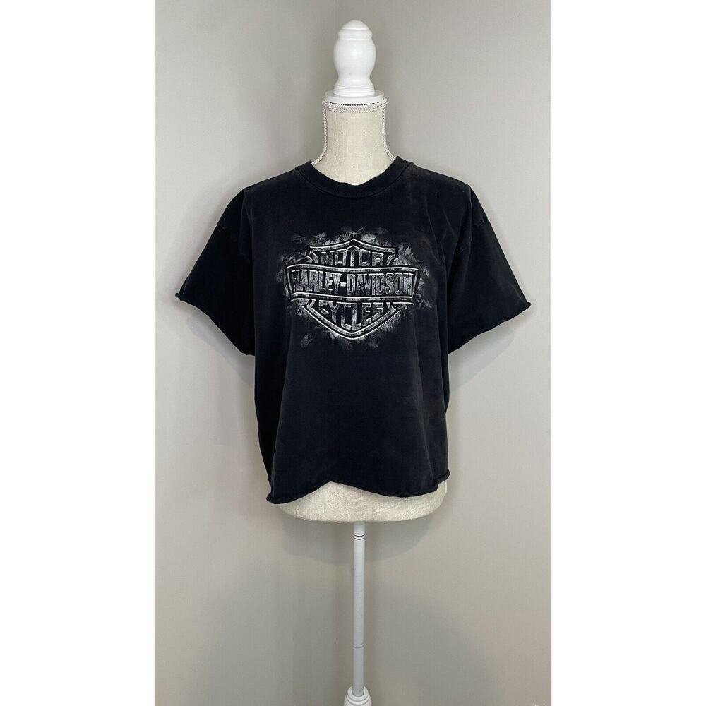 Harley Davidson Buffalo New York 2005 Short Sleeve Women's XL Cropped Tee Grunge